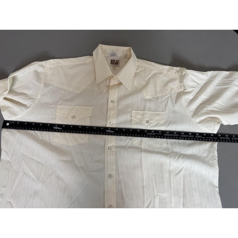 ELY Cattleman Western Pearl Snap Shirt Men’s 16.5 / 36 White Long Sleeve - Picture 10 of 15